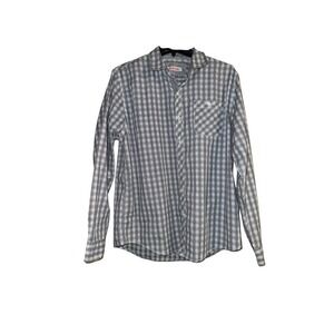 Michael Brandon Mens Grey Plaid Long Sleeve Button Down Shirt Size Medium